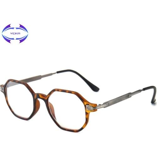 VCKA Anti Blue Light Men Women Reading Glasses Retro Vintage Polygon Frame Design Clear sight Anti-blue Ray Lens +1.0...+400