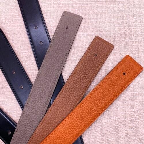 2021 WITHOUT BUCKLE Ciartuar men women 3.2cm belt same color line high quality cowskin genuine leather two sides free shipping