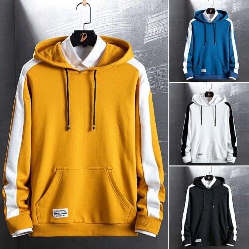 Spring and autumn new long-sleeved mens sweatershirt Korean color matching hooded couple sweatshirt hoodie pullover jacket coat