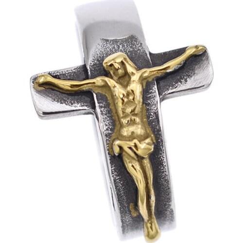 Punk Jesus Cross Rings Titanium Steel Cool Mens Ring Vintage Gold Jesus Rings High Quality Jewelry Size-7 8 9 10 11 12 13