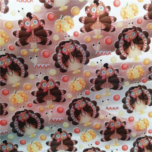 Thanksgiving Turkey Printed JELLY Sheets Transparent TUP Leather See Through Vinyl Fabric For DIY Bows 21X29CM T592A