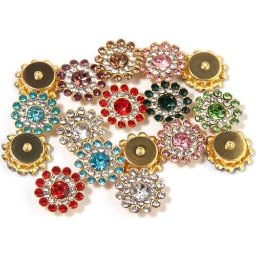 10PCS Sunflower-Shaped Rhinestone Buttons Crystal Glass Stone Clothes Decoration Sewing Buttons Apparel Accessories For Hair pin