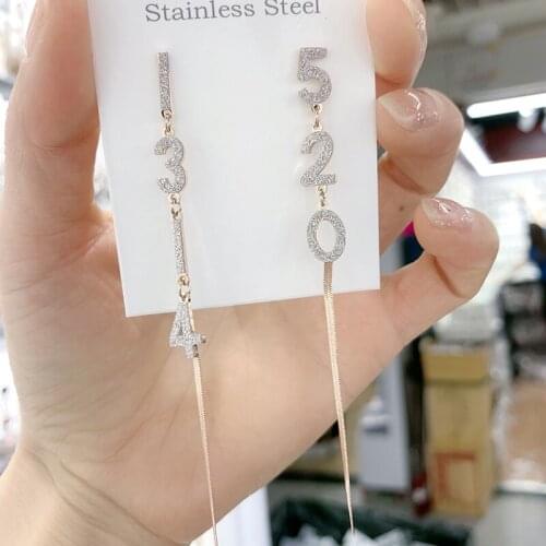 Personalized Digital Pendant Earrings Trend Long Tassel Geometric Pendant Earrings Popular in 2021 Women jewelry