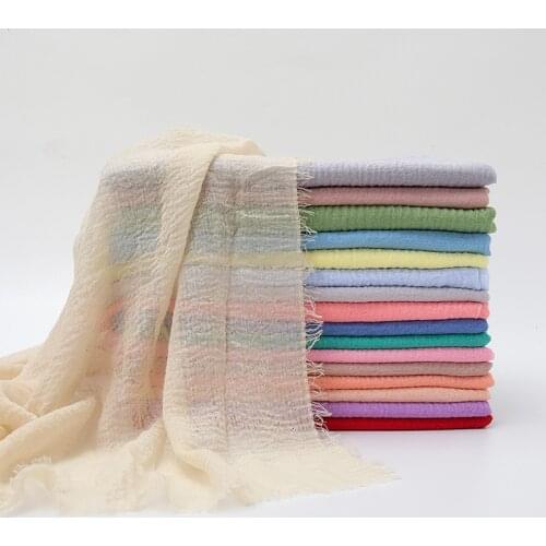 90 Colors Pleated Cotton Linen National Style Scarf Women Quality Hemp Wool Fringed Hijab Shawl Daily Headscarf For Ladys