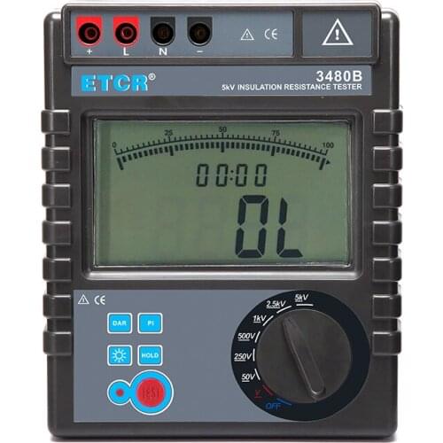 ETCR3480B 5000V, 0.1Mo~400Go, AC 0V-750V Insulation Resistance Tester