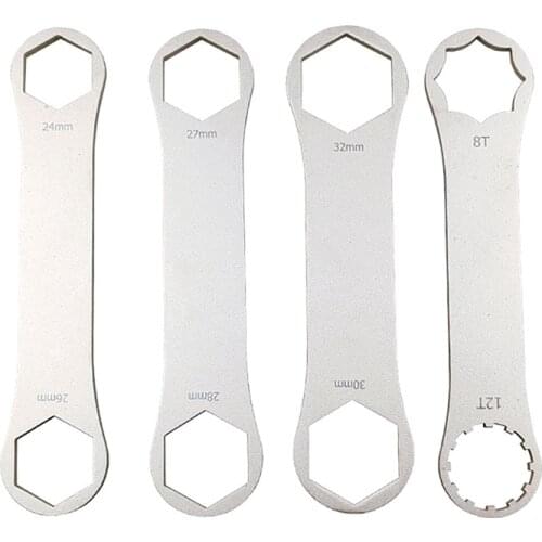 Bike Suspension Fork Wrench 24/26mm Hex Fork Cap Remover Hand Tool Double Head Bicycle Front Forl Axle Wrench Repair Tool