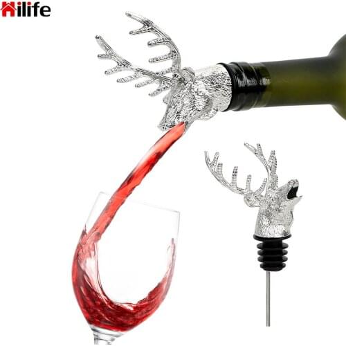 Wine Stopper Funny Bottle Plug Bottle Cap Cover Deer Stag Head Bar Tools Stainless Steel Wine Pourer Wine Extractor