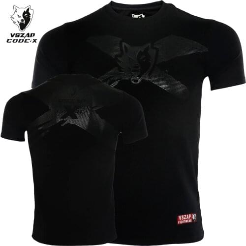 VSZAP MMA Short Sleeve Gym Fighting Sports Boxing Muay Thai Elastic T-shirt Mens Fighting Sports Training Clothes