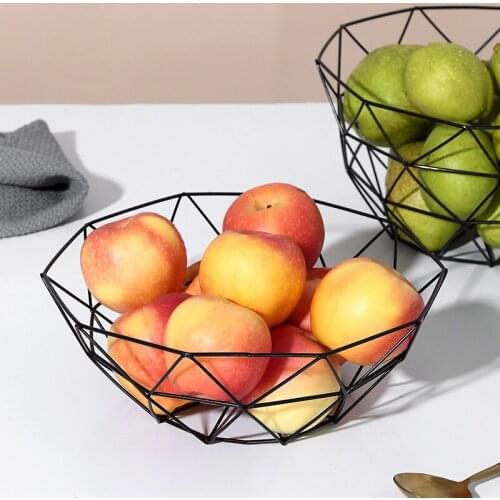 Creative Iron Fruit Tray Household Modern Nordic Hollow Drain Fruit Basket Simple Living Room Snack Storage Basket