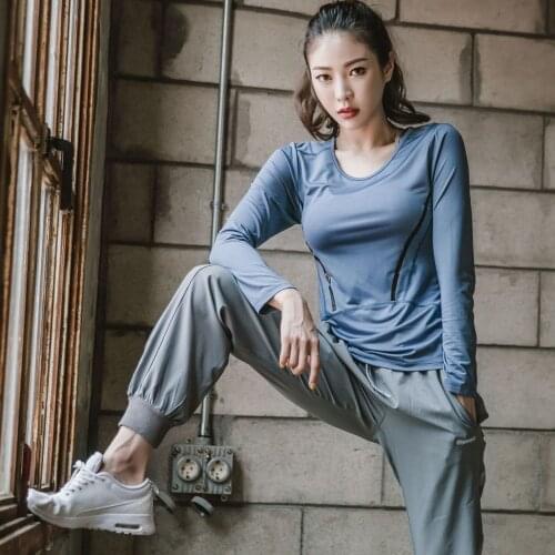 2PCS Women Sport Suit Quickly Dry Loose Long Sleeve Sweatshirt+pant Running Jogging Fitness Outfit Casual yoga Set Sportswear