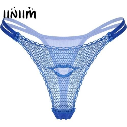 Womens Lingerie Sexy Thongs Briefs Underwear Hollow Out Lip Embroidery Low Waist Underpants See-through Thongs T-back Panties