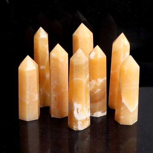 1KG Wholesale Natural Gold Frozen Stone Point Yellow Quartz Wand Crystals Stone Obelisk Healing Home Decoration
