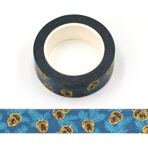 10pcs/Lot 15mm x 10m Pine Needles Gold Foil Pine Cone Washi Tape Scrapbook Paper Masking Adhesive Christmas washy tape