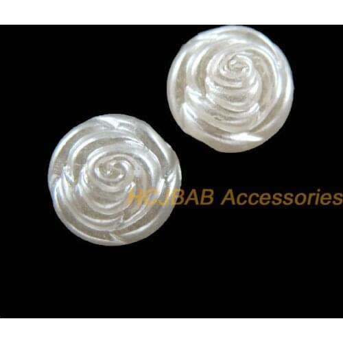 180Pcs White Acrylic Rose Flower Round Spacer Beads Charms 8mm