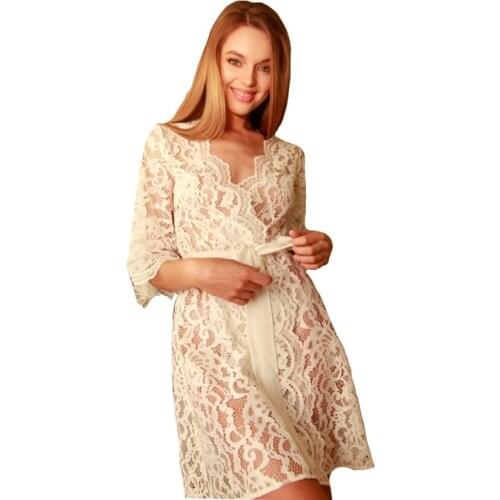2020 Sexy Women Bathrobe Sleepwear Nightgown V Neck Lace Appliques Custom Made Bridal Wedding Party Gifts Bridesmaid Dress