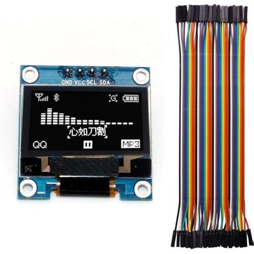 4pin 7pin White color 0.96 inch 128X64 OLED Display Module For Arduino 0.96" IIC I2C SPI with 40pin M to F DuPont Cable