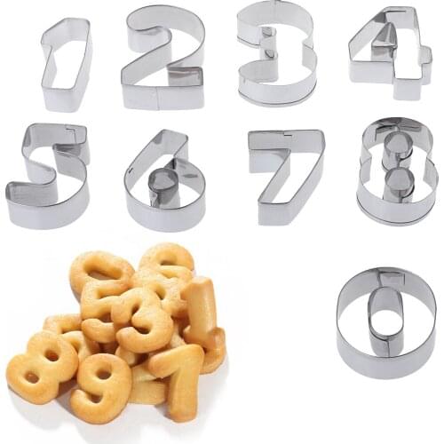 9Pcs Stainless Steel Numbers Cookie Stencil Biscuit Cutter Tool Set Baking Mode Cookie Cutter