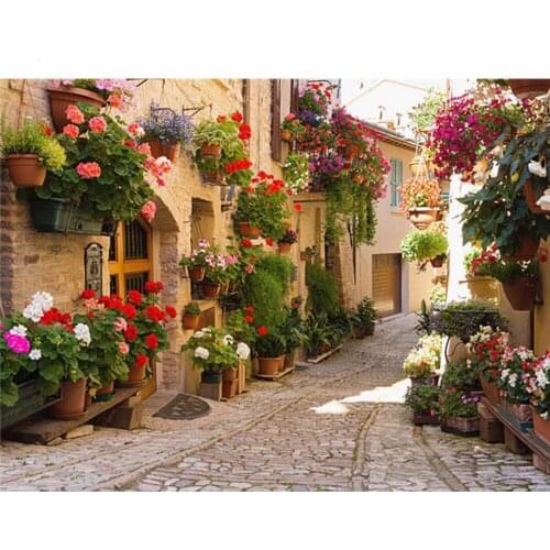 CraftArtGo 5D DIY Diamond Embroidery Scenic Street Full Square Round Rhinestone Mosaic Painting Cross Stitch Flowers Diamond Kit