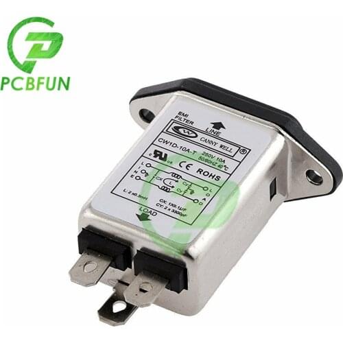New 1PCS EMI RFI Filter AC 250V 10A LINE Input LOAD Output Termina CW1D-10A-T Suppressor Power Line Noise Filter for Automotive