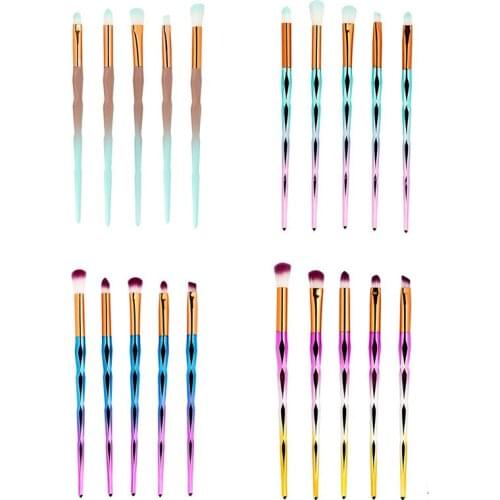 Hot Sale 5pcs Diamond Handle Eye Makeup Brushes Eyelash/Eyeshadow/Eyebrow Brush Cosmetic Beauty Tools Unicorn Brush For Whosale