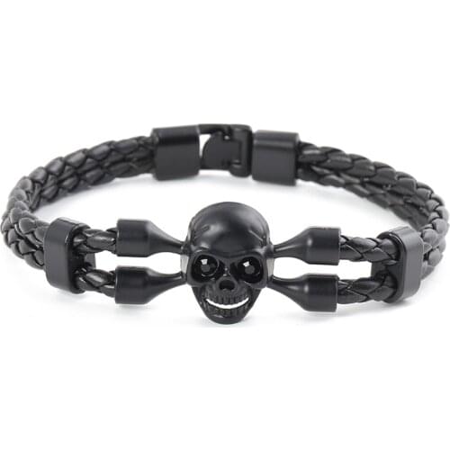Hot Sale! New Fashion Pop Skull Mens Bracelets High Quality Leather Bracelets Popular Boys Knighthood Casual Charm Bracelets