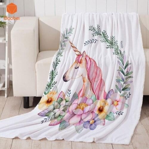 Hot Sale Pink Unicorn Horse Hearted Throw Blanket Thicking Lunch break blanket Bedsheet Comfortable Printed Soft Throw Travel