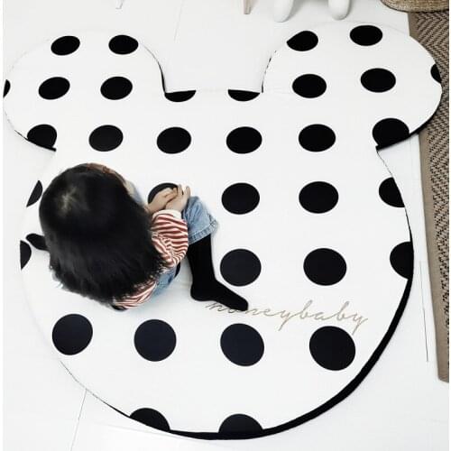 White Spots Cotton Baby Playmat 110cm Disney Mickey Rug Soft Living Room Bedroom Bedroom Carpet for Boys Baby Activity Center