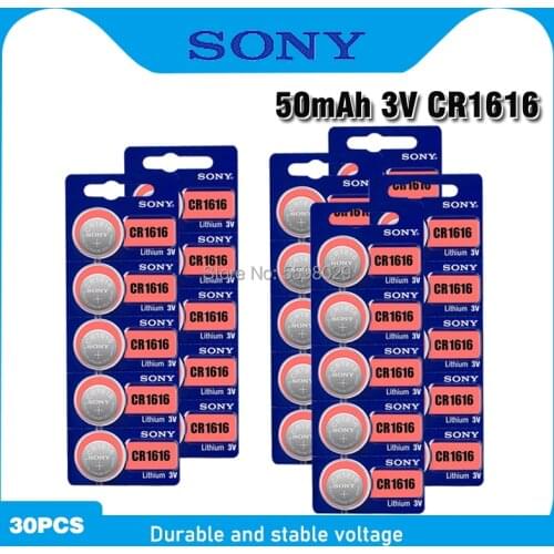 30PCS/lot SONY Original CR1616 Button Cell Battery 3V Lithium Batteries CR 1616 for Watch Remote Toy Computer Calculator Control