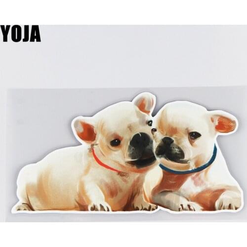YOJA 17.8×9.1CM Painted Cartoon Bulldog Door Window Decoration Decals Funny Personality Car Stickers 19B-0098