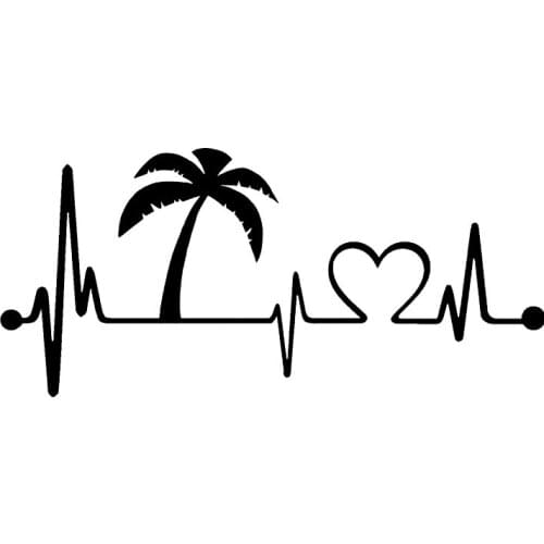 Creative Heartbeat Lifeline Coconut Tree Car Sticker PVC Personality Fashion Body Windows Beautifully Decorated Waterproof Decal