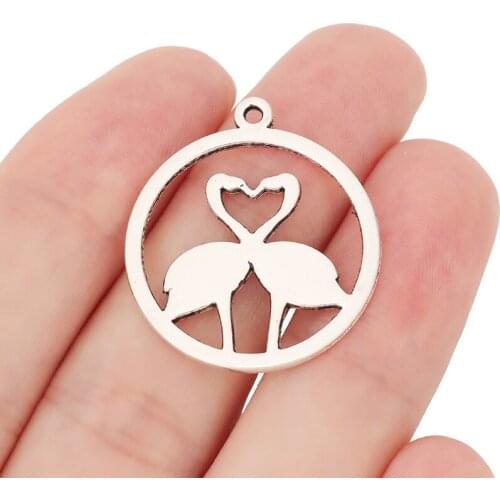 20 x Tibetan Silver Swans Round Charms Pendants Double Sided for DIY Necklace Jewelry Making Findings 26x26mm