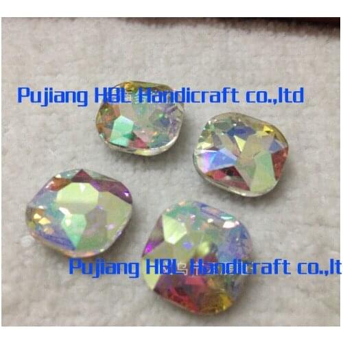 Square White AB 18mm Sew On Rivoli Crystal Fancy Stone Pointback Stone New Arrival Hotfix Rhinestone DIY Wall Decorations