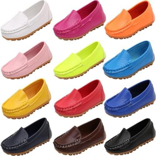 Fashion Moccasin Loafers For Children Girls Flats Casual Comfortable PU Leather Slip On Shoes Boys Kids Candy Colors