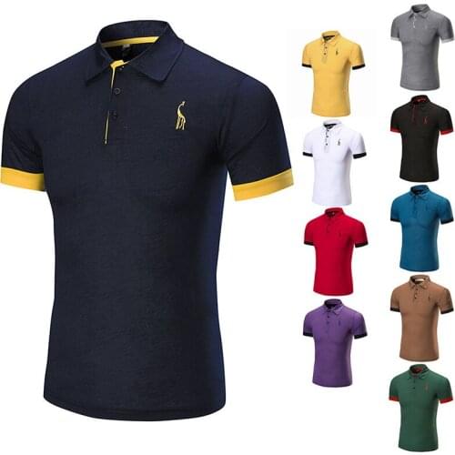 2019 New Hot Men Polo Shirt Male Short Sleeve Fashion Casual Slim Deer Embroidery Breathable Polos Lapel Business Jerseys
