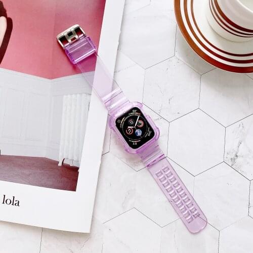 Transparent Glacier Cover Band for Apple Watch 38/40mm SE6 5 4 3 2 1 Plastic Case Strap for Iwatch 42/44mm Accessories Correa