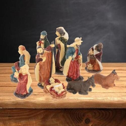 Christmas Traditional Nativity Scene Figurines Decorations for Family Gift