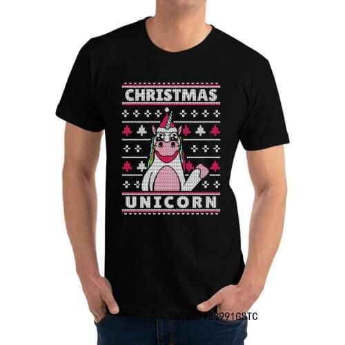 Christmas Unicorn Design Top T-shirts Printing 2021 New Fashion O-Neck Premium Cotton Tops Tees Camisas Tees for Men