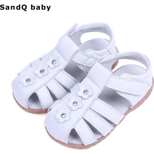 Girls Sandals 2020 Summer Genuine Leather Children Shoes Flower Girls Princess Shoes Slip-resistant Kids Sandals