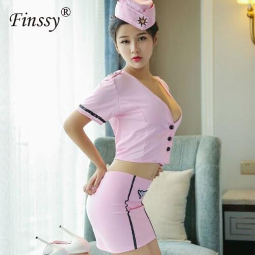 Sexy Stewardess Lingerie Stewardess Costume Dress Deep V For Women Cosplay Sexy Erotic Lingerie Porn Costumes Uniforms Suit