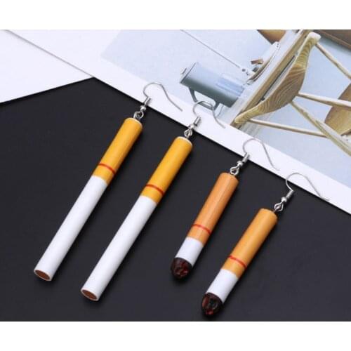 Simulation Cigarette Butts Acrylic Resin Earrings Wacky Fun Lady Fashion Jewelry