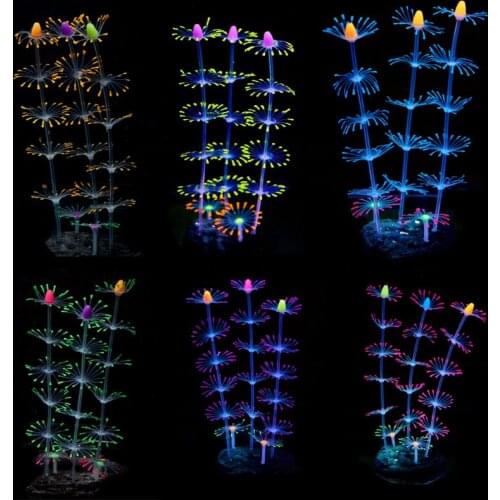 Silicone Glowing Artificial Fish Tank Aquarium Coral Plants Ornament Underwater Ornament Fish Tank Aquarium Decor Accessories