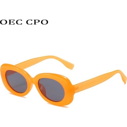 OEC CPO Fashion Oval Sunglasses Women Brand Designer Small Frame Punk Eyeglasses Ladies Orange Red Shades Eyewear Female UV400