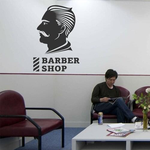 Barbershop Wall Decals Sign Face Man Barber Shop Wall Sticker Vinyl Window Decor Hair Salon Murals Wallpaper Interior A146