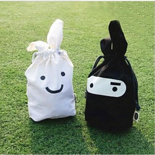 Storage Bags Ninja Rabbit Objects Travel Pouch Handy 24*22cm Snack Many Facial Pouch Black And White