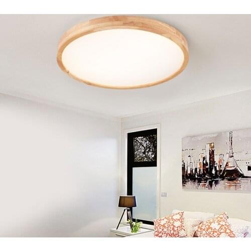 New Led Ceiling Lamp Wood Round Lighting Fixture Modern Nordic Japanese Indoor Decor Hallway Living Room Bedroom Kitchen Light