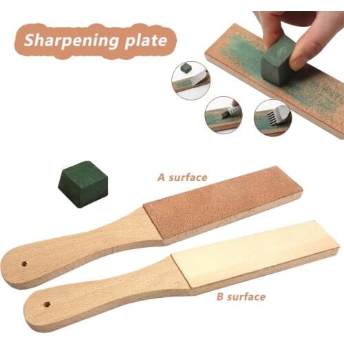 Knife Sharpeners Dual Sided Leather Blade Strop Cutter Razor Sharpener Polishing With Wood Handle Portable Sharpeners 1
