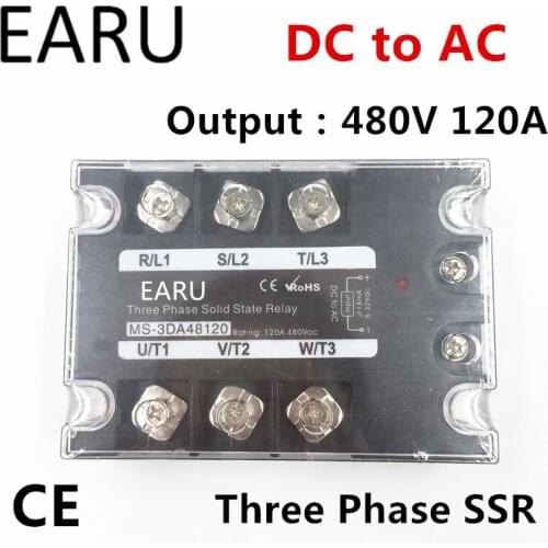 TSR-120DA SSR-120DA Three Phase Solid State Relay DC 5-32V Input Control AC 90~480V Output Load 120A 3 Phase SSR Power DA48120