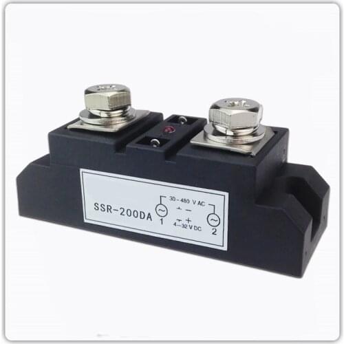 Industrial Grade Solid State Relay SSR-200DA 4~32VDC Control 30~480VAC