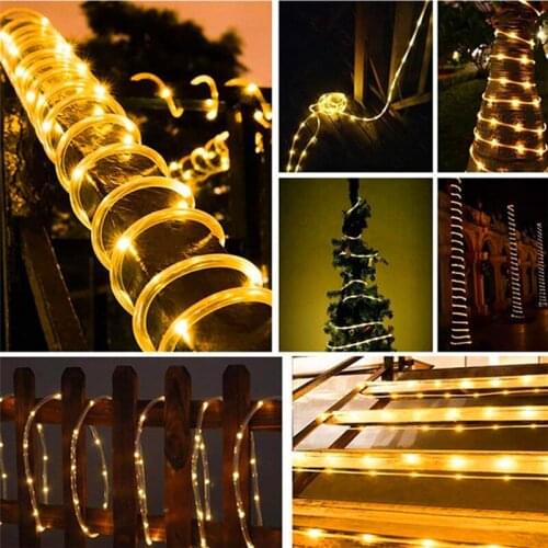 Outdoor Solar Garland New Years Christmas Decorations For Home 30/50M LED Tube Rope Fairy String Lights Room Teenages Gift