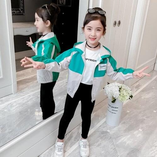 Girls Windbreaker Hooded Jacket Children Clothing 2020 Fashion Girls Outerwear Coat Spring Autumn 4 6 8 10 12 Years Kids Clothes